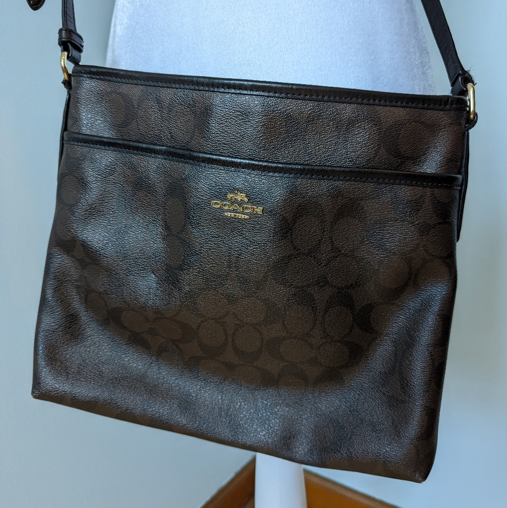 Coach Signature File Zip Crossbody Bag Gem